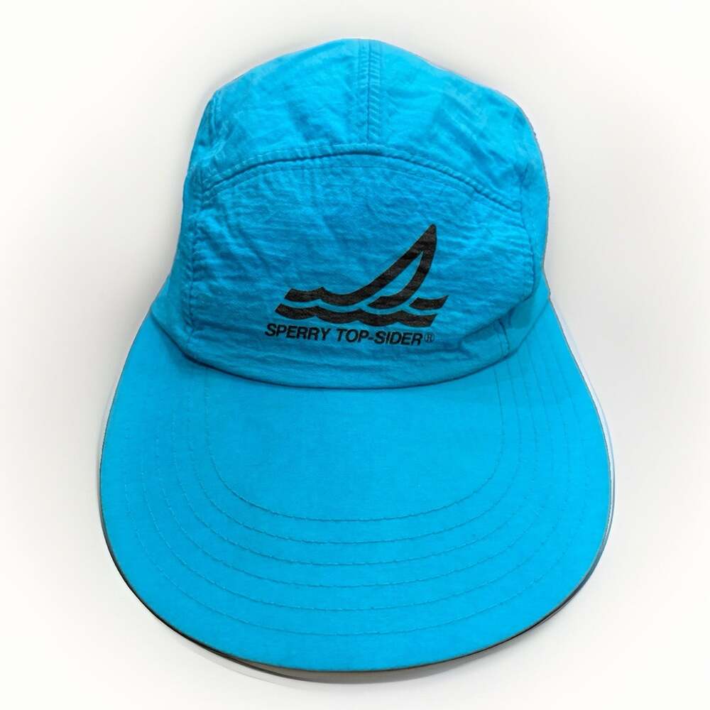 Vintage Sperry Top Sider Mens Blue Flat Bill 5 Panel Stretch Hat Size L Large